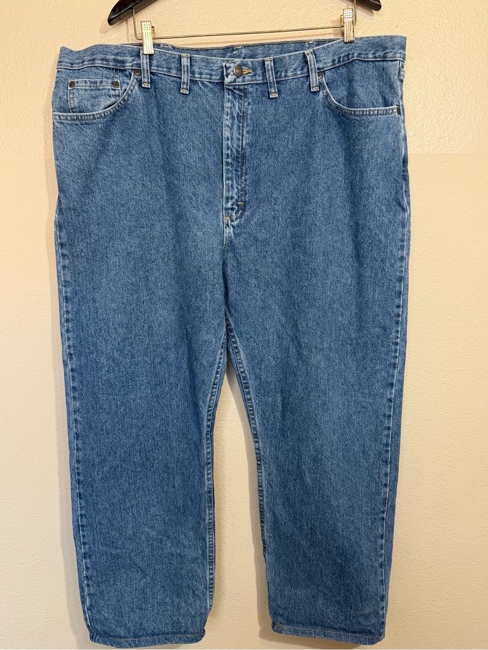 Wrangler Five Star Men's Jeans 46x32 Regular Fit Straight Leg Medium Wash Blue